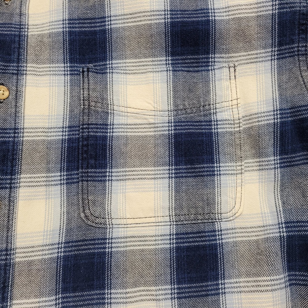 LL Bean Shirt Mens Large Blue Shadow Plaid Flannel Button Down Long Sleeve VTG - Picture 3 of 16